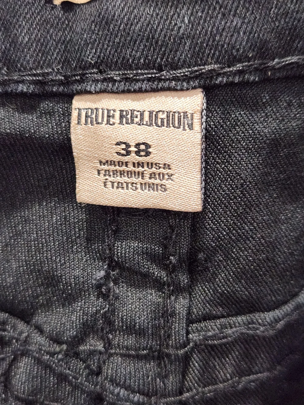 True Religion Ricky Straight Leg Flap Pocket Jeans - Black - Size 38 - NWOT